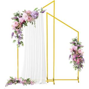 Set of 2 Gold Metal Arch Backdrop Stand (7.2FT/5.8FT) Balloon Arch Frame for Weddings Parties Birthdays Baby Showers Graduations and Holiday Ceremony Supplies Backdrop Frame and Arches for Backdrop
