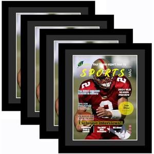 Goldfinch 2 Packs Sports Magazine Frames Displays Magazines Measuring 8 x 10.5 inches with Black Core Matting,Suitable for 1994-Current Collector's Edition Sports Magazines with Installed Hangers