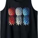 Patriotic Upside Down Pineapple Tee - 4th July Swinger Party Tank Top (Small, Black)