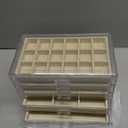 Frebeauty Acrylic Jewelry Organizer Earring Organizer Box with 5 Drawers Earring Holder Organizer with Velvet Trays Clear Jewelry Box for Women Earring Display for Rings Studs (Beige)