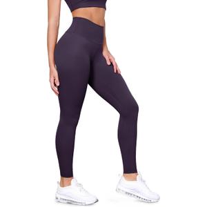 ODODOS Tummy Control Full Length Compression Leggings with Inner Pocket for Women, 28" High Waist Workout Running Yoga Pants, Dark Purple, X-Large