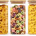 Glass Food Storage Jars Square 51oz, 3 Pack Glass Jars With Bamboo Lids, Kitchen Storage Containers For Spice, Candy, Cookie, Storage For Pantry Organizers