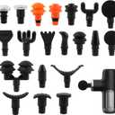 Massage Gu-n Attachments, 20pcs Relaxation Massager Heads with 2pcs Drawstring Bag Different Massager Heads to Meet Different Needs for Deep Tissue Percussion Plug and Play (Black, L)