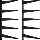 Colingmill 2 Pcs Twin Rail Upright Wall Shelving System 47.5 Inch with 10 Pcs 14.5 Inch Shelf Bracket Heavy Duty Adjustable Storage Rack Metal Support System for Kitchen Closet Home Indoor (Black)