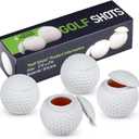 KOLUTI 4 Pack Silicone 1.5oz Golf Ball Shot Glasses, Small Funny Juice Drinking Golf Ball Shaped Shot Glass with Lid, Golf Birthday Festival Themed Gifts Set for Men Golfers, White