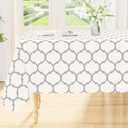 Smiry Rectangle Table Cloth, Waterproof Vinyl Tablecloth with Flannel Backing for Rectangle Tables, Wipeable Spillproof Plastic Tablecloths for Dining, Camping, Indoor and Outdoor (60"x102", Beige)