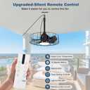 Vitnucrol Outdoor Caged Ceiling Fan with Light, 18'' Waterproof Plug in Gazebo Fan with 3 Color Dimmable LED Light and Remote,10-Speed Hanging Fan for Patios, Porch, Pergola, Outside, Large