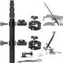 NEEWER Motorcycle Camera Mount Kit, Bicycle Handlebar Invisible Selfie Stick, 360 Ball Heads, Super Clamps & Cleaning Cloth, Compatible with GoPro Insta360 DJI AKASO Action Cam Video Recording, GP-30