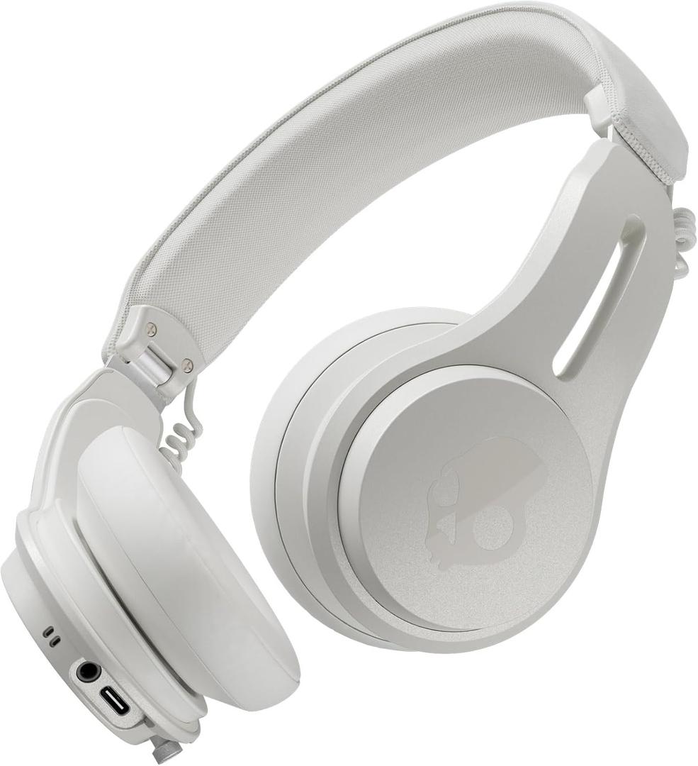 Skullcandy Icon ANC Wireless On-Ear Bluetooth Headphones, Active Noise Cancelling, Up to 60 Hours Battery, Sweat Water Resistant, Foldable and Durable, Microphone for iPhone Android - Bone
