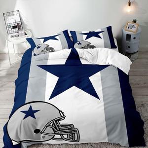 VIVIHOME 2PCS American Football Duvet Cover Set, Twin Bedding Sets, Sports Bedding, Grey White Navy Blue Striped Comforter Cover, Modern Bedroom Decor for Men Husband Boyfriend Teen Boy, 1 Pillow Sham