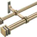 Double Curtain Rods with Aluminum Full Surround Brackets and Cube Box Finials,Antique Bronze Curtain Rods for Windows 36 to 72 inch,1'' Front and 5/8''Back Adjustable Double Drapery Rods