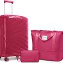 Carry On Luggage 22x14x9 Airline Approved, 20 Inch Expandable Hardshell Luggage Carry-on Suitcases with Spinner Wheels, Carry On Suitcase Set for Women (ROSE RED) (20IN+DB/TB)