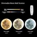 QIYIMEILUX Large Moon Wall Sconce Plug in Modern LED Dimmable Wall Light with Remote Control 23.6 inch 31W Black Wall Lamp Indoor Wall Mounted Lighting Ceiling Light for Living Room Bedroom