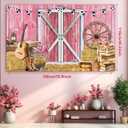 142Pcs Western Cowboy Cowgirl Party Decorations Rodeo Party Decorations Cowboy Cowgirl Balloons Backdrop and Tablecloth Set for Country Western Theme Birthday Baby Shower Decor