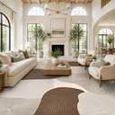Yinhua Abstract Area Rug 9x12, Brown Living Room Rug Washable Modern Rugs Non Slip, Soft Area Rugs Low Pile, Faux Wool Carpet for Bedroom, Dining Room, Brown