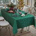 Honellaty Christmas Rectangular Tablecloth, Spillproof Wrinkle Resistant Jacquard Table Cloth with Christmas Mistletoe Patterns for Dining Room & Holiday Decoration (Green,60" x 102" (8-10 Seats))