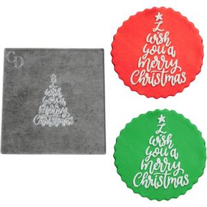 I Wish You a Merry Christmas small Acrylic Embosser for cakes and cupcakes- 1 Pack