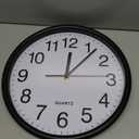 Bernhard Products Black Wall Clock, Large 13-Inch Silent Non Ticking Quartz Battery Operated Round Easy to Read Classroom/Home/School/Office Clock