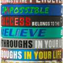 QEERBSIN 12 Pack Motivational Wristbands for Men, Women & Teens, Inspirational Silicone Bracelets Unisex Adult Wristbands