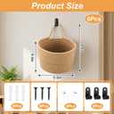 6 PCS Wall Hanging Basket Set Handwoven Cotton Rope Hanging Fruit Basket Organizer with Hooks Boho Decorative Storage Bins for Home Kitchen Office Door Wall