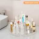 Molutsody 360 Rotating Makeup Organizer - Cosmetic Skincare Organizers wish Brush Holder, Large Capacity Cosmetic Display Case for Vanity, Bathroom Countertop (Clear)