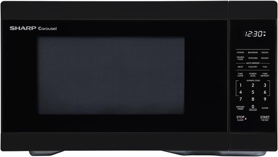 SHARP SMC1161KB Countertop Microwave Oven with Removable 12.4" Carousel Turntable, 1.1 Cubic Feet, 1000 Watt CuFt, Black