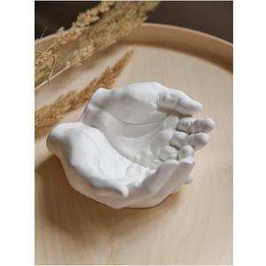 Plaster Hands Vase for Home Decor  Modern Sculptural Hand Flower Vase, Minimalist White Centerpiece for Living Room, Shelf, Office, Table Display