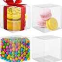 Clear Boxes For Treats, Clear Treat Boxes, Party Favor Containers, Plastic Gift Containers, 3x3x3, 50 Pack, Cajas Transparentes Para Regalos, Transparent Packaging, For Gifts, Candy, Cookie, Cupcake