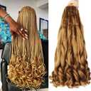 7 Pack French Curl Braiding Hair Pre Stretched Bouncy Braiding Hair Easy Braid Crochet Hair Yaki Texture Synthetic Hair Extensions For Black Women