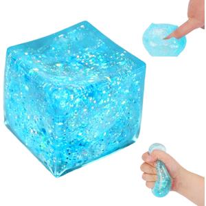 Nice Cube Squishy Stress Cube for Adults,Squishy Slow Rising Fidget Cube Sensory for Anxiety,Squishies Stress Cube Toys,Stress Relief High Density Ice Squeeze Ball Cubes (01-Blue)