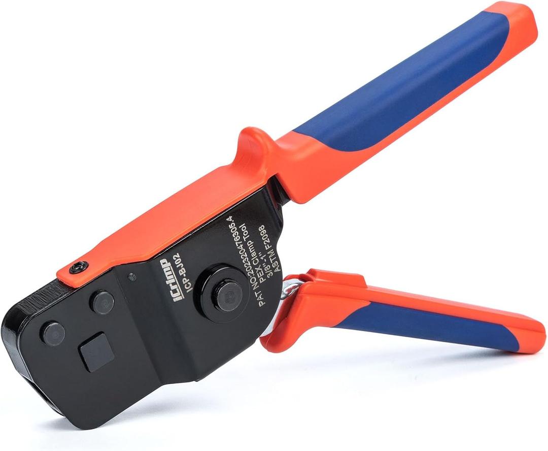 iCrimp ICP-BJ02 PEX Clamp Cinch Tool, One Handed PEX Crimping Tool for Pinching 3/8-in, 1/2-in, 3/4-in, 1-in PEX Clamp Rings, Patented