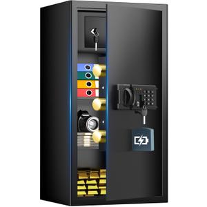 5.8 Cub Large Fireproof Safe, Home Safe Water and Fireproof, Large Document Safes With Digital Combination Lock, Smart Alert, Removable Shelf, LED Light, Fireproof Safes for Money Jewelry Valuables