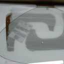 Glass Triangle Coffee Table with Tempered Top & Wood Legs, Modern Mid Century for Living Room, Rustic Brown Walnut Center (35.4in)