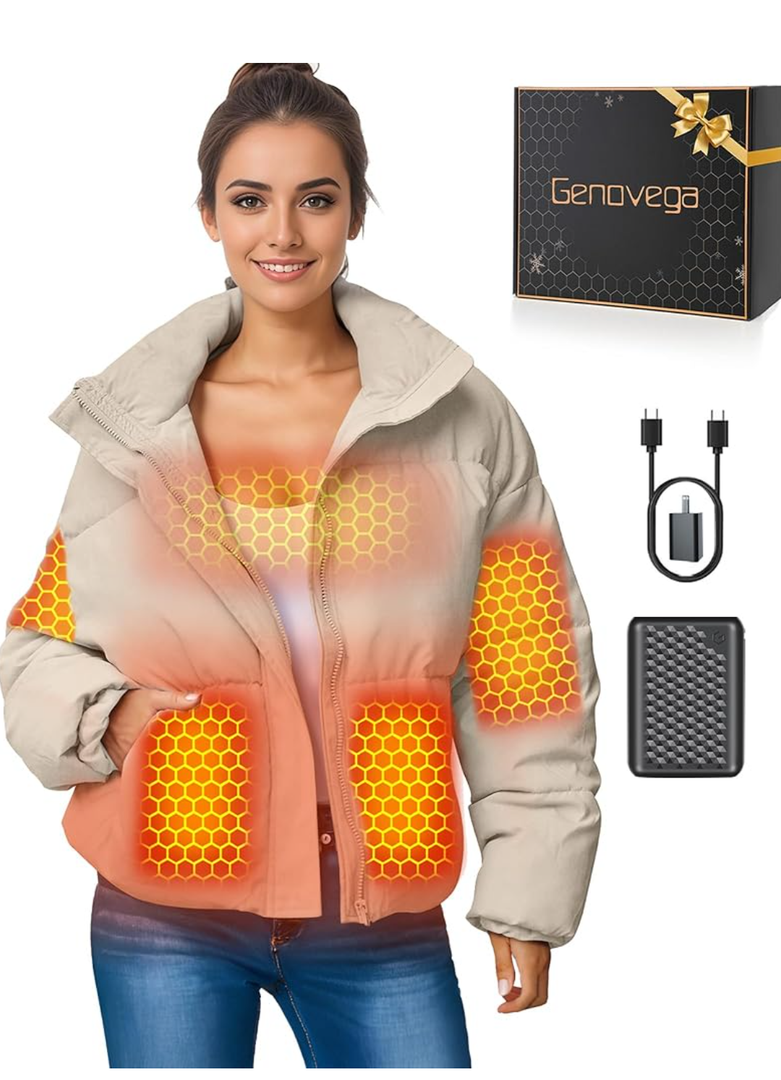 Graphene Women Heated Jacket 12V Fast Charge 18400mAh Large Capacity(Size M)