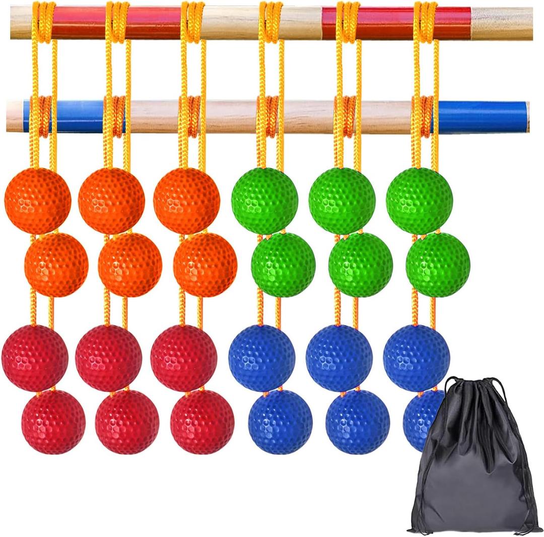 12 Pack Ladder Balls Ladder Toss Balls Replacement with Storage Bag for Toss Match (Red Blue Green Orange)