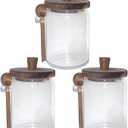 Set of 3 Glass Jars Containers with Wooden Lids and Scoop Clear Canister Jars Set with Spoon for Kitchen Food Storage Coffee Tea Sugar Decorative Countertop Organization Jars 31 oz (3)