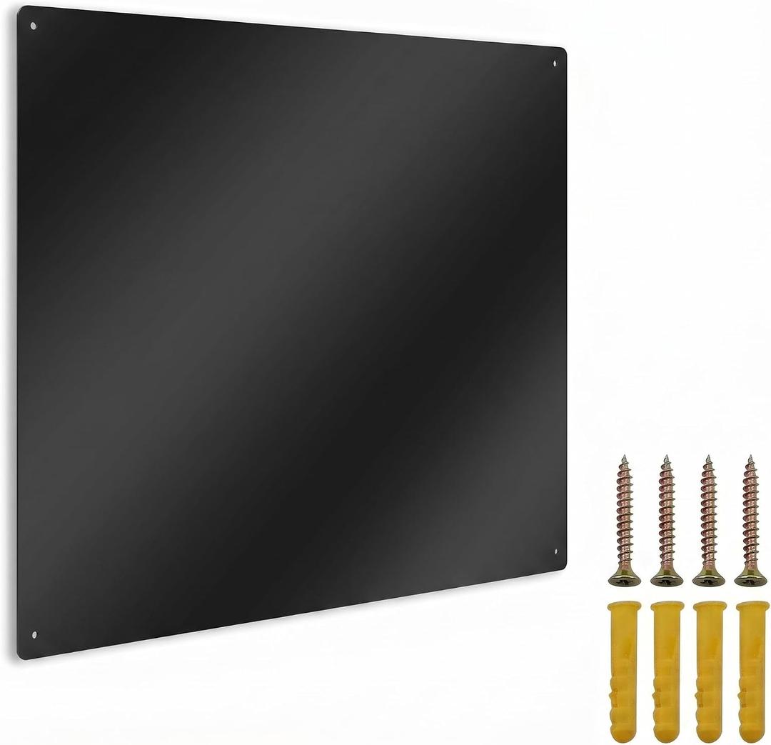Black 304 Stainless Steel Stove Backsplash 27.5"x11.8" 0.6mm | Non-magnetic matte black metal wall protector blocks heat and grease behind 30-inch stoves using 4 mounting holes.