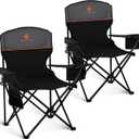 LET'S CAMP Camping Chair 2 Pack Folding Chair with 4-Can Cooler Bag Portable Lawn Chair with Cup Holder,Storage Pocket, Supports 250LBS, Collapsible Chair for Camp, Beach, Picnic (Black)