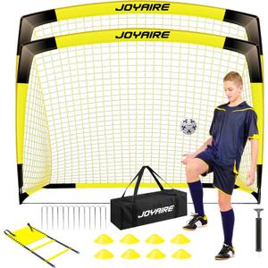 Pro-Grade Kids Backyard Soccer Goal, Tear-Resistant 5-Layer Polyester Soccer Net & 10mm Poles for Maximum Durability, 4x3ft/6x4ft/7x5ft, Pop Up Portable Soccer Training Equipment Set with Size 4 Ball