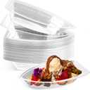 50 Pack Disposable Banana Split Boats, Ice Cream Sundae Bowls, and Clear Plastic Disposable Dessert Bowls for Parties, Concession Stands, Restaurants, Food Trucks, and Bakeries.