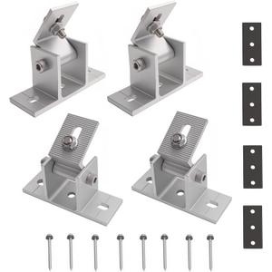 4 Pack Adjustable Solar Panel Tilt Mount Bracket Base, Tilt Angle 10-60 Flat Roof Mount Holder, RV Solar Panel Mounts Clamp Roof Stand