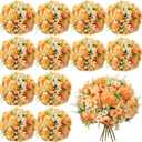 Tigeen 12 Bundles Peonies Artificial Flowers Faux Roses Silk Flowers Hydrangea Artificial Bouquet for Wedding Table Centerpiece Floral Vase Home Office Bridal Decor (Yellow)