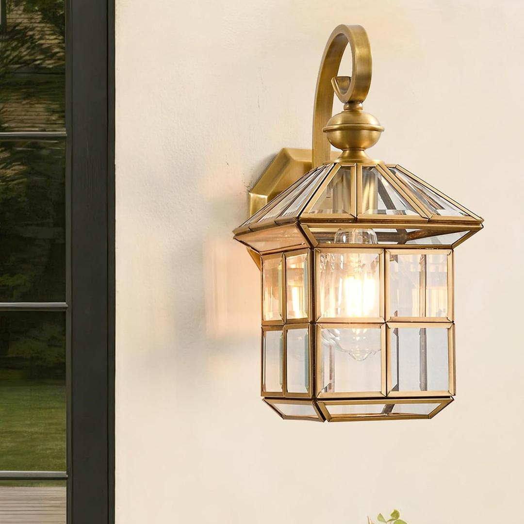 Copper Porch Lights Oil Rubbed Brass Outdoor Wall Lights 13.4in Exterior Lantern Light Fixture Waterproof Outside Wall Mount Sconce Lamp for Patio Garage Entryway Balcony