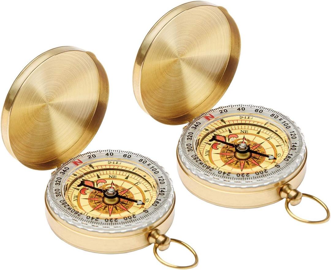Camping Survival Compass Metal Compass Kids Compass for Hiking Camping Hunting Outdoor Military Navigation Tool, Gold