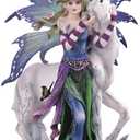 ICE ARMOR 10" H Blue and Purple Spring Fairy with Unicorn Figurine Statue Sculpture Ornament Decor for Housewarming, Holidays, Christmas for Men/Women