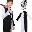 Pigmiss Kids Art The Clown Terrifying Costume Horror Mask Killer Scary Halloween Masquerade Party Cosplay Outfits (110cm, Black)
