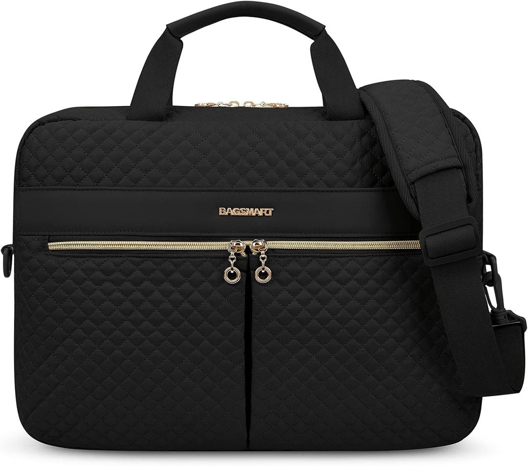 BAGSMART Laptop Bag, 15.6 Inch Briefcase for Women Large Laptop Case Computer Bag Office Travel Business, Black