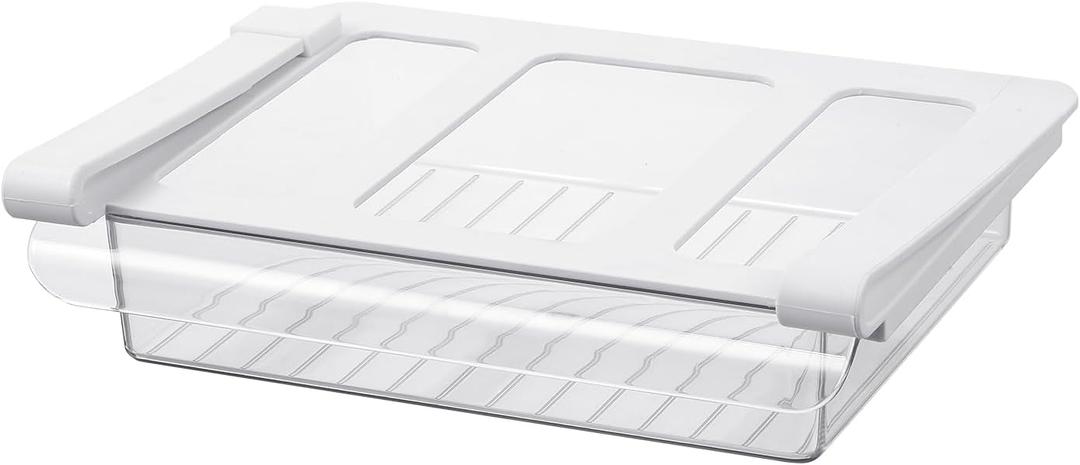 Pull-Out Fridge Drawer Organizer - Under Shelf Storage Bins for Cheese Slices, Deli Meat & Small Items - Space Saving Refrigerator Organizer (2" Height x 8.66" Width)