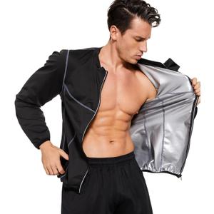 LAZAWG Sauna Suit for Men Sweat Suits Long Sleeve Sauna Jacket Workout Sweat Shirt Zipper Only Top for Gym Workout Exercise (Medium, Black)