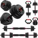 FITPLAM Adjustable dumbbell set,20/35/45/55/70/90lbs Free Weights set with upgraded nut, 5 in 1 Weight Set Used as Kettlebells, Barbell, Push up Stand, Fitness Exercise for Home Gym Suitable Men/Women